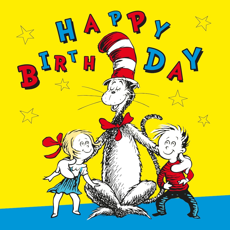 image 1 of Dr Seuss Cat in the Hat Birthday Card