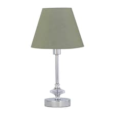 Chrome Jewelled Table Lamp with Sage Green Shade Chrome | Green