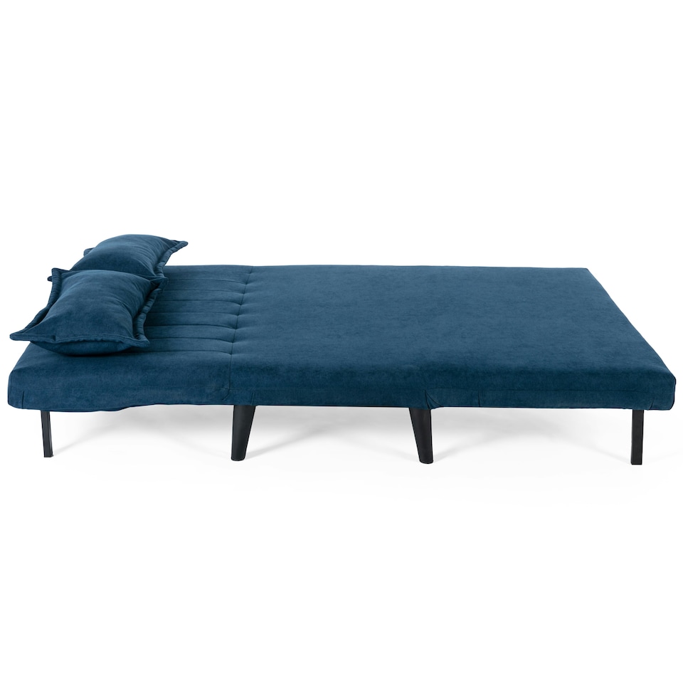 image 1 of Harper 2 Seater Folding Clic Clac Fabric Lounge Futon Sofa Bed (Blue)