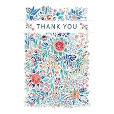 Words 'n' Wishes Female Thank You Card for Women/Girls - Flowers, Foliage and Bees - Eco-Friendly and Recyclable