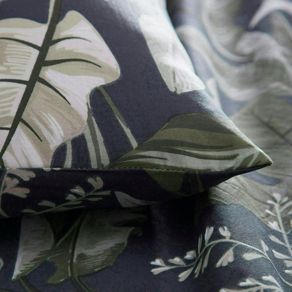 image 1 of Portfolio Home Olive Botanicals Floral Leaf Bedding Duvet Cover Set Green | Super King