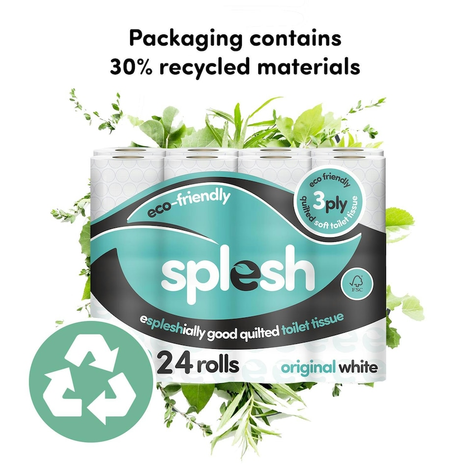 image 1 of Splesh by Cusheen Quilted Luxury White 3 Ply Soft Toilet Tissue Paper 24 Rolls