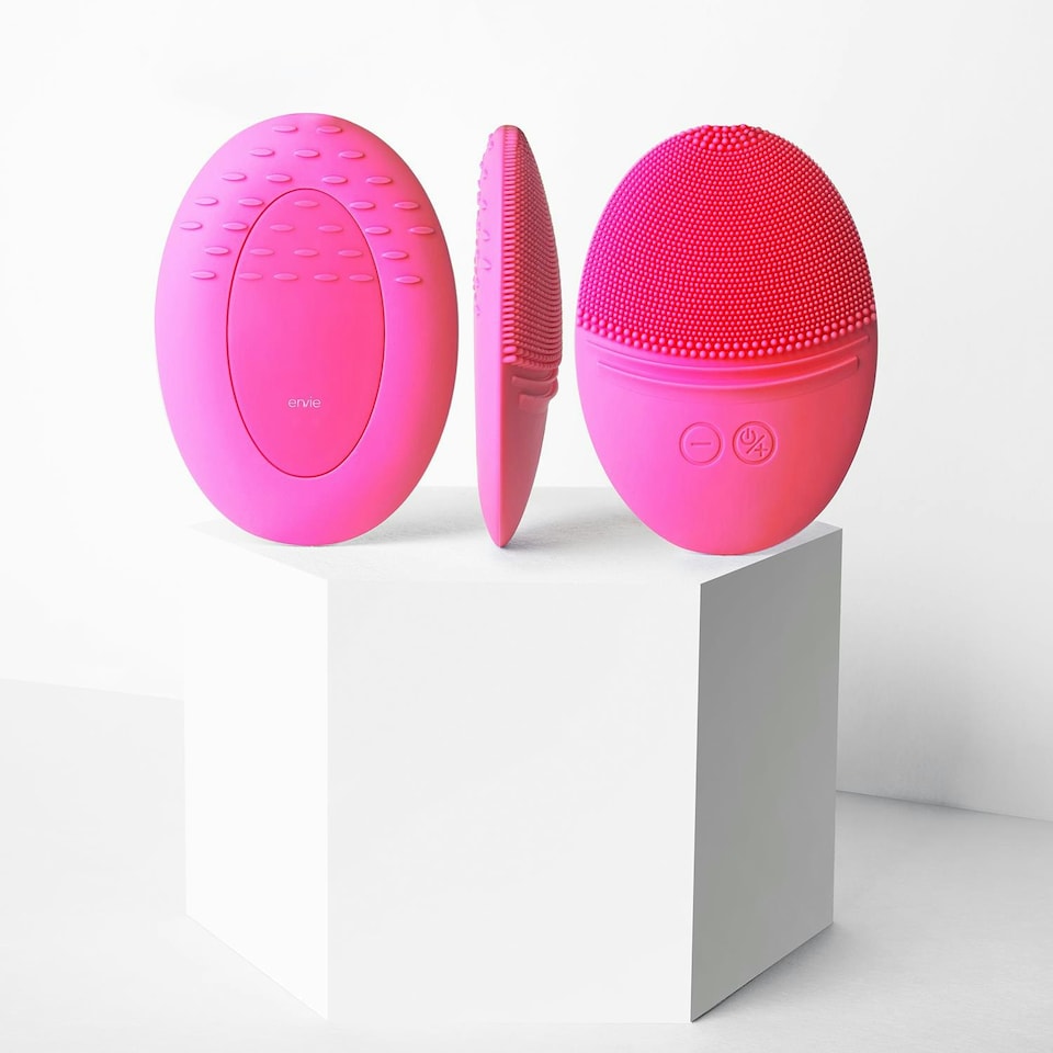 image 1 of Envie Compact, Portable and Waterproof Facial Exfoliator for Women, Pink