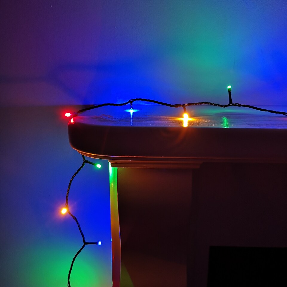 image 1 of 200 LED 16m Indoor Outdoor Christmas Multi Function Mains Operated String Lights with Timer in Multicoloured