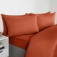 image 3 of OHS Soft Cosy Microfibre Plain Duvet Cover and Pillowcase Set Orange | Rust | Single