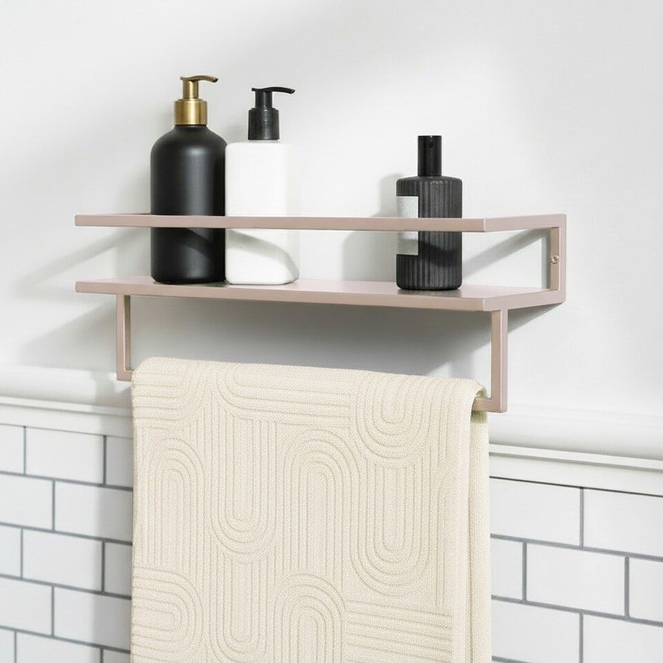 image 1 of OHS Towel Rail Bathroom Shelf Space Saving Storage Unit Wall Mounted