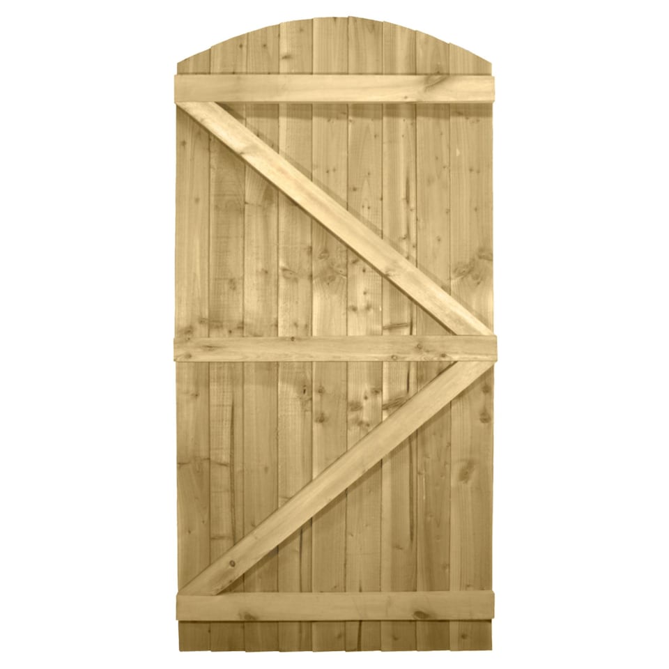 image 1 of Arch Top Wooden Garden Gate 6ft x 3ft Feather Edge Semi-Braced Treated Door