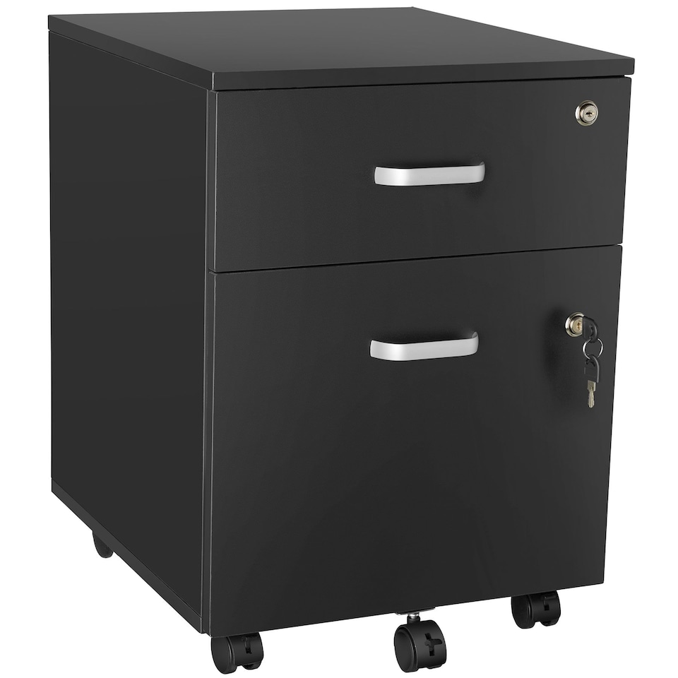 image 1 of Filing Cabinet - 2 rolling,  lockable drawers, fits A4 documents | Black | black | 46 x 40 x 54,50 cm | 1