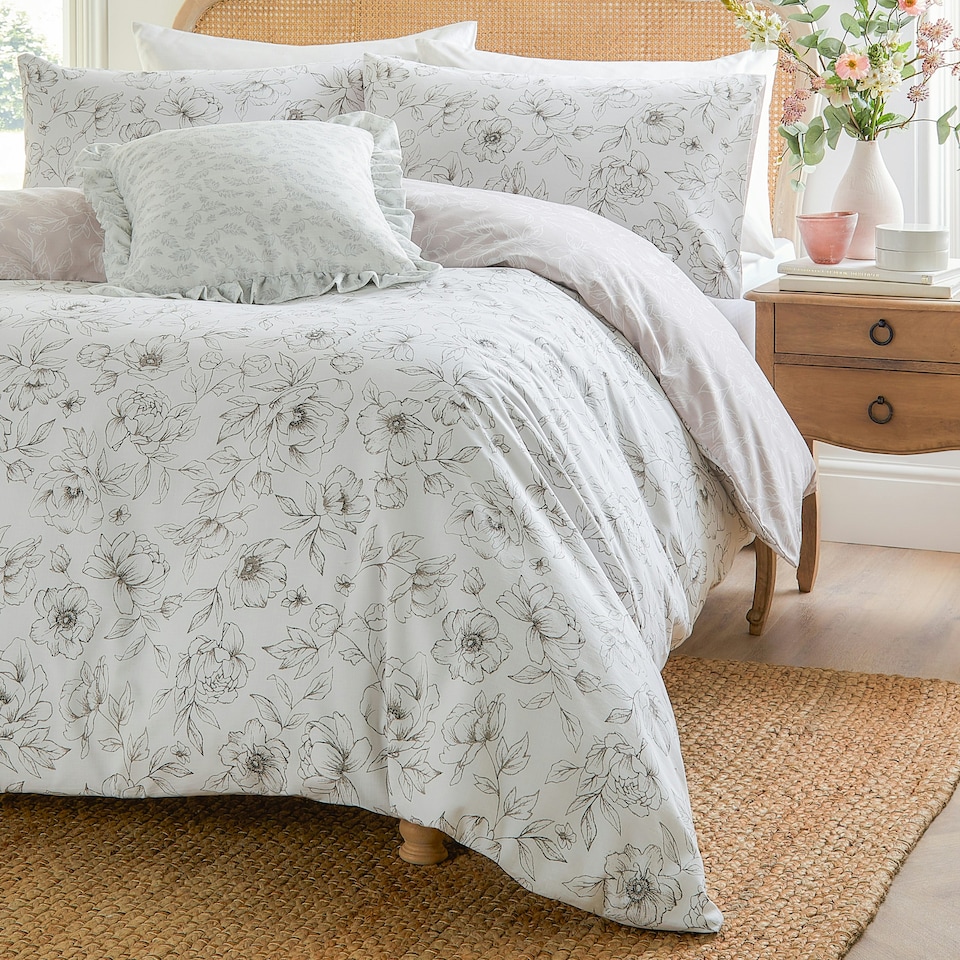 image 1 of Wylder Bella Reversible Floral King Duvet Cover Set Cream | White | King