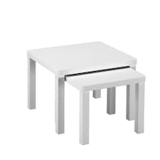 URBNLIVING Square Wooden Nesting Stacking Tables Set Of 2 | Multi | White | 2