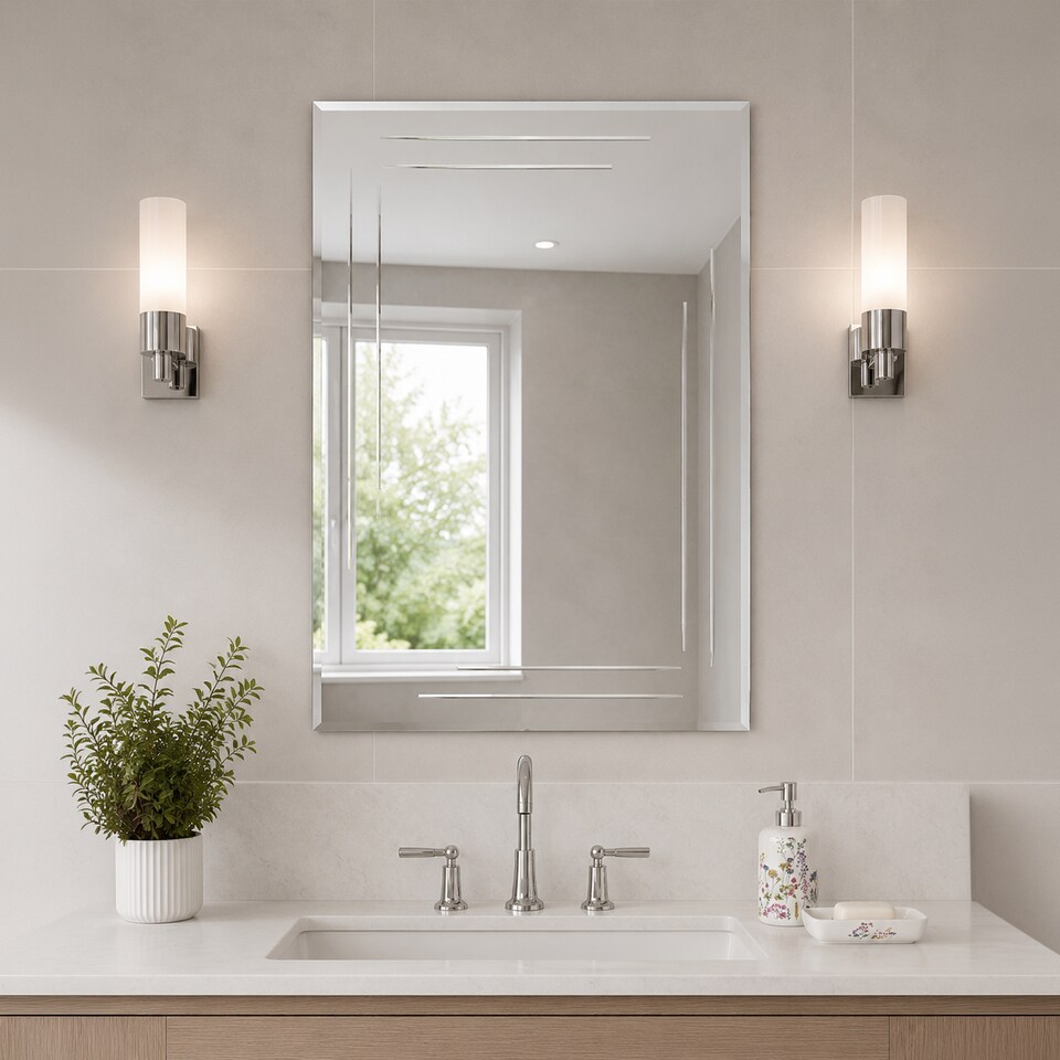 image 1 of Showerdrape Chelsea Rectangular Wall Mounted Frameless Bathroom Mirror 60 x 45cm | Chrome | Mirror | 1