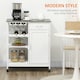 image 3 of HOMCOM Kitchen Trolley Utility Cart W/ Wheel Wine Rack Open Shelf and Cabinet