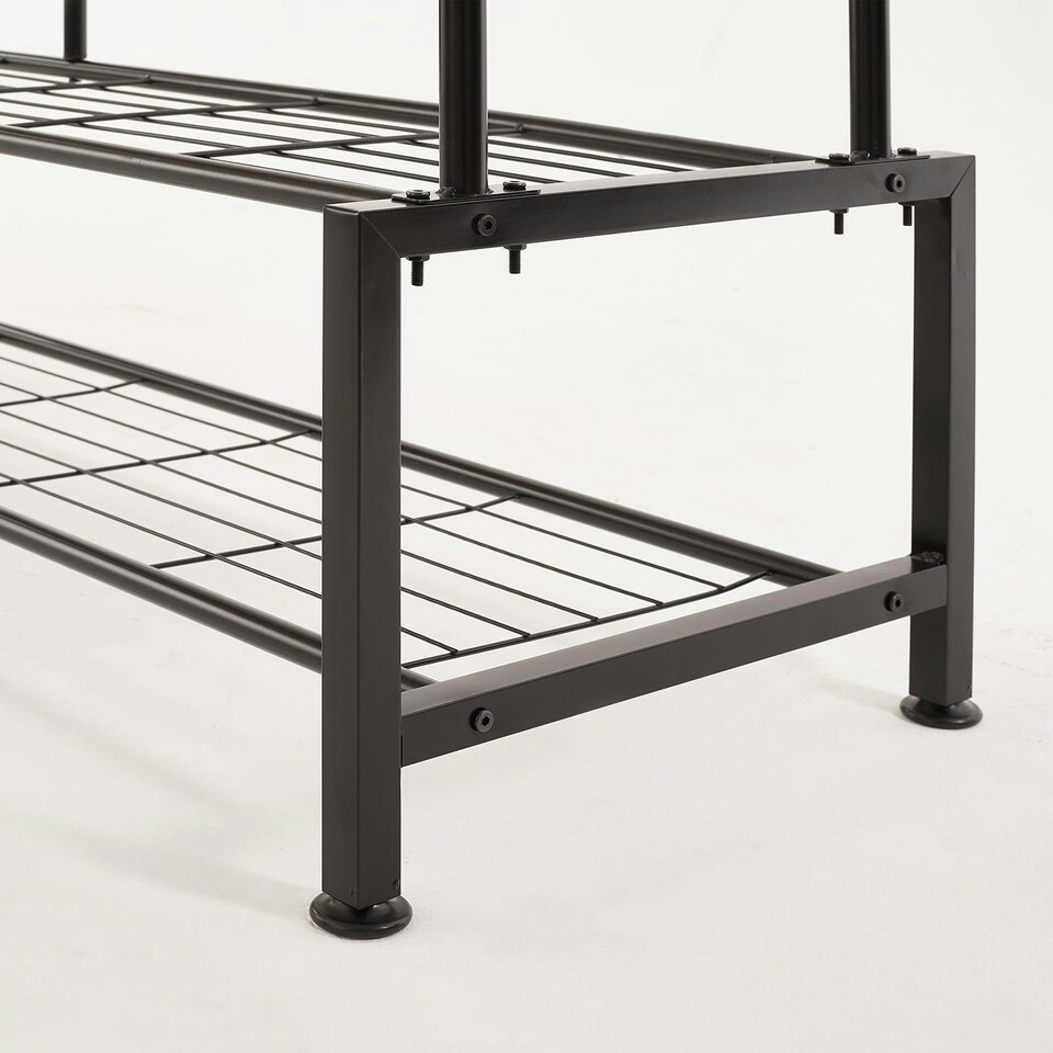 image 1 of Clothes Rail with Double Hanging & Shelves Black Metal Garment Rack Heavy Duty Black | One Size