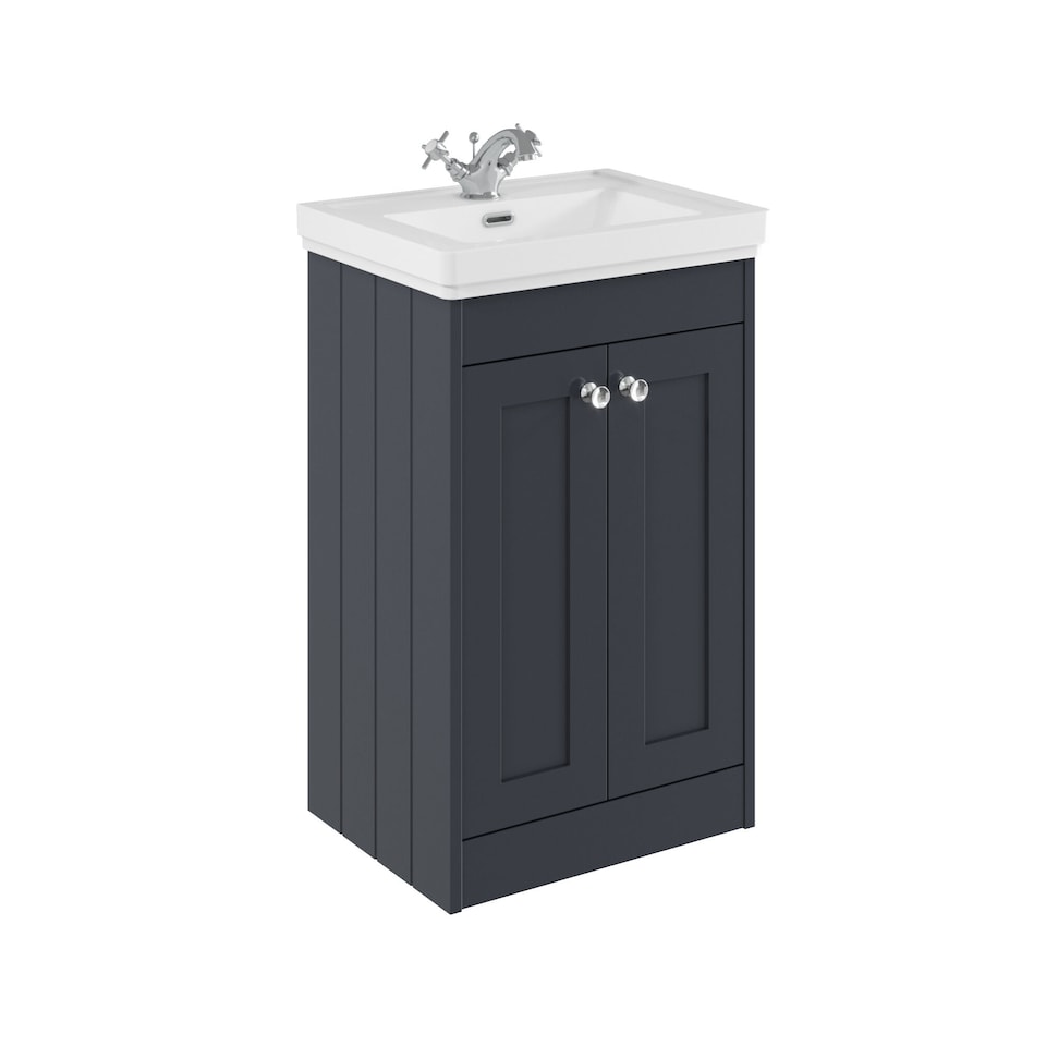 Balterley Floor Standing 2 Door Unit with Classic Basin 1 Tap Hole | Grey | 800 x 500 x 390mm