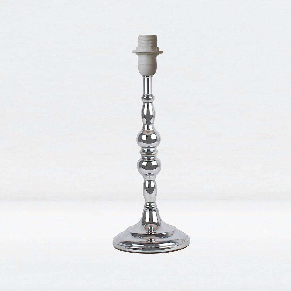 image 1 of First Choice Lighting Set of 2 Chrome Stick Table Lamp Bases with Decorative Stems Chrome