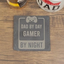 Dad By Day Gamer By Night Slate Coaster