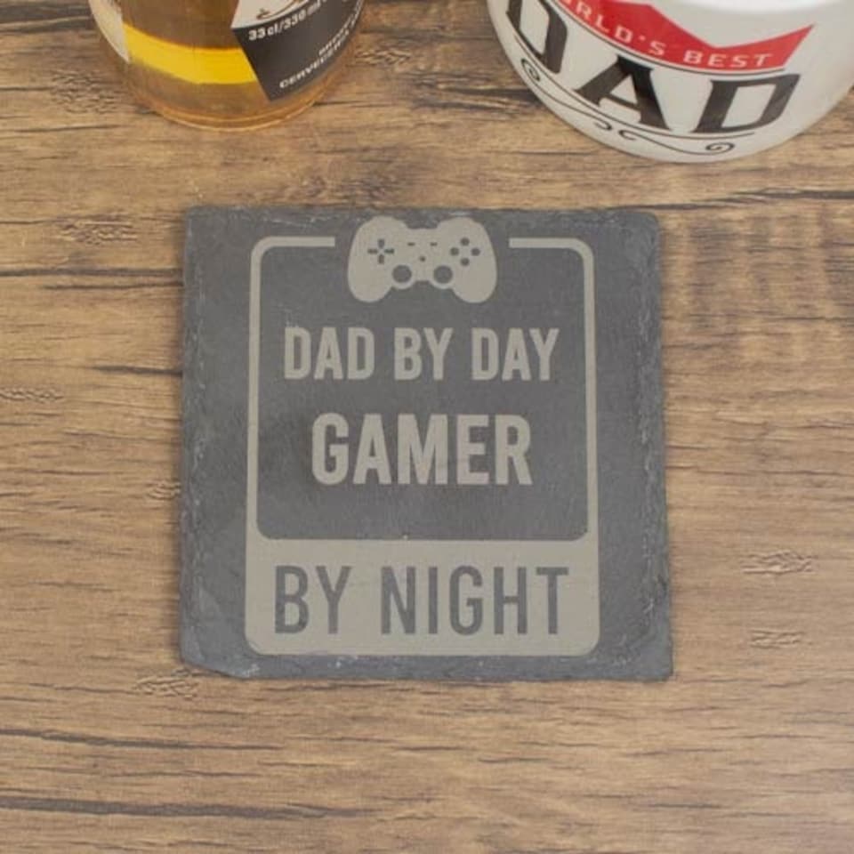 Dad By Day Gamer By Night Slate Coaster