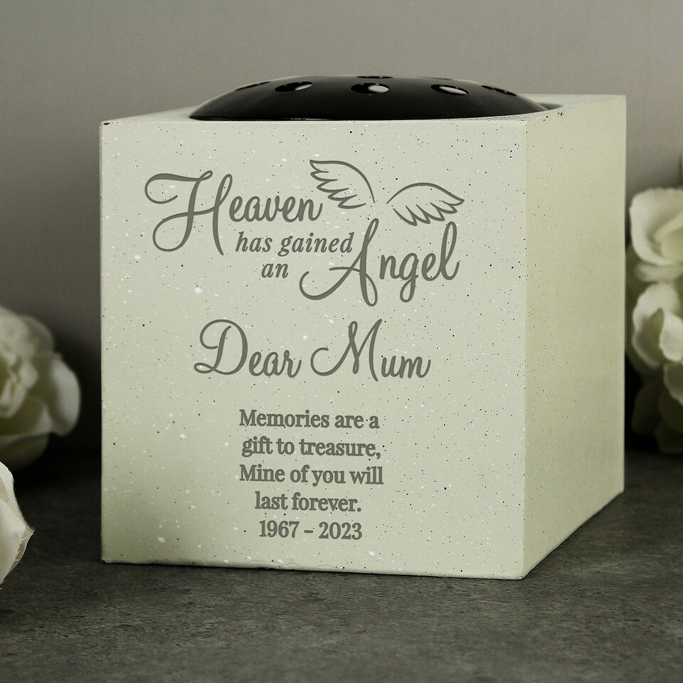 image 1 of Personalised Angel Memorial Vase