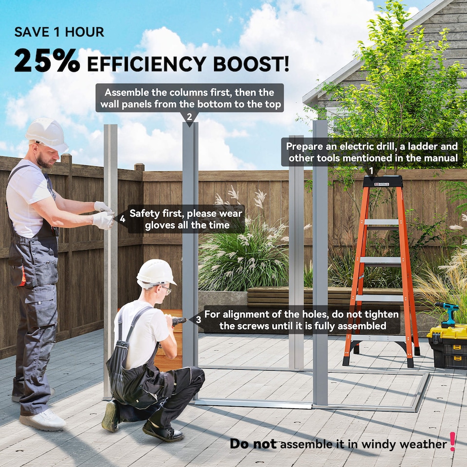 image 1 of Outsunny 6.5 x 5ft Garden Shed, Metal Storage Tool House Gardening Tool Storage with Shutter Vents, Brown and Grey