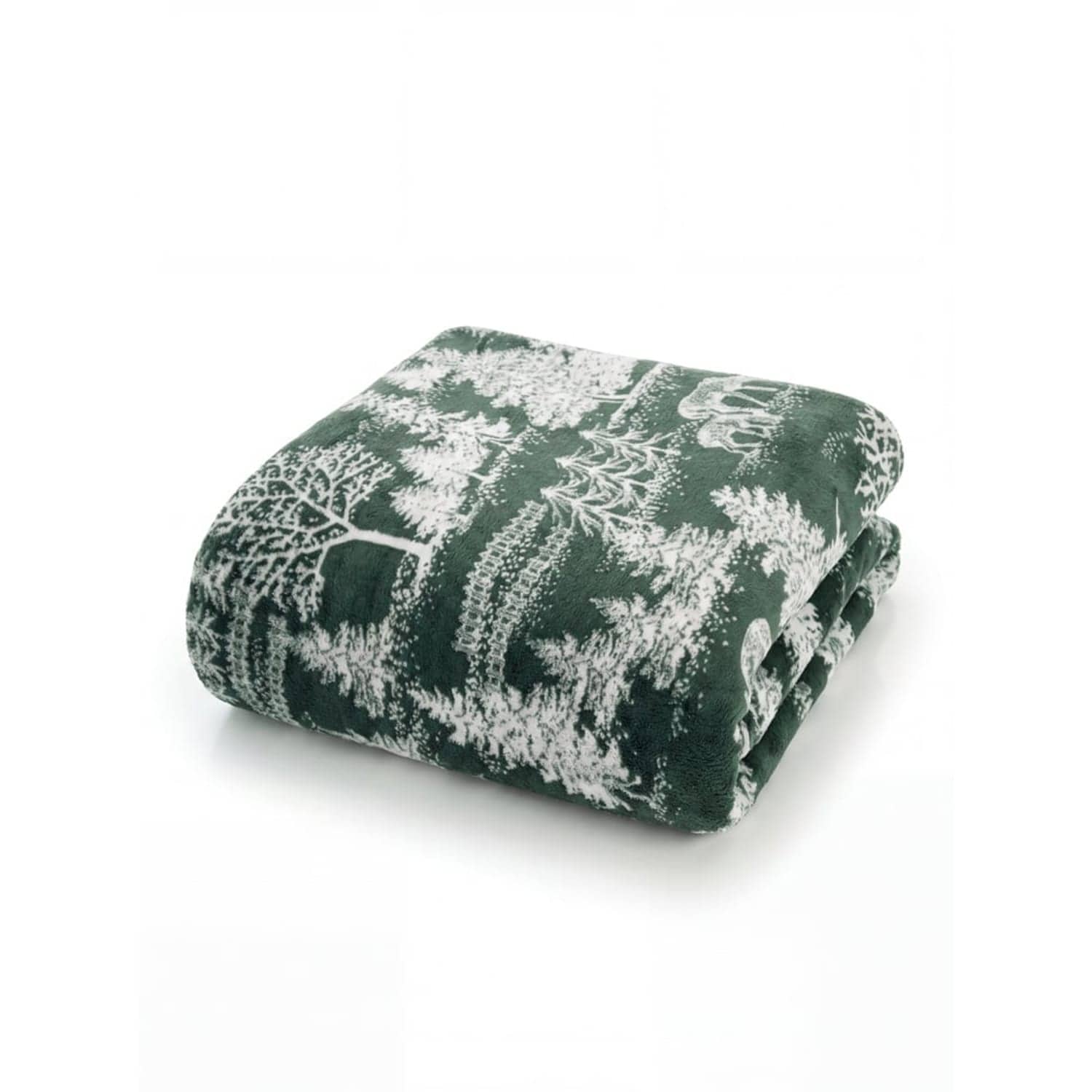 Winter Scene Green Fleece Throw