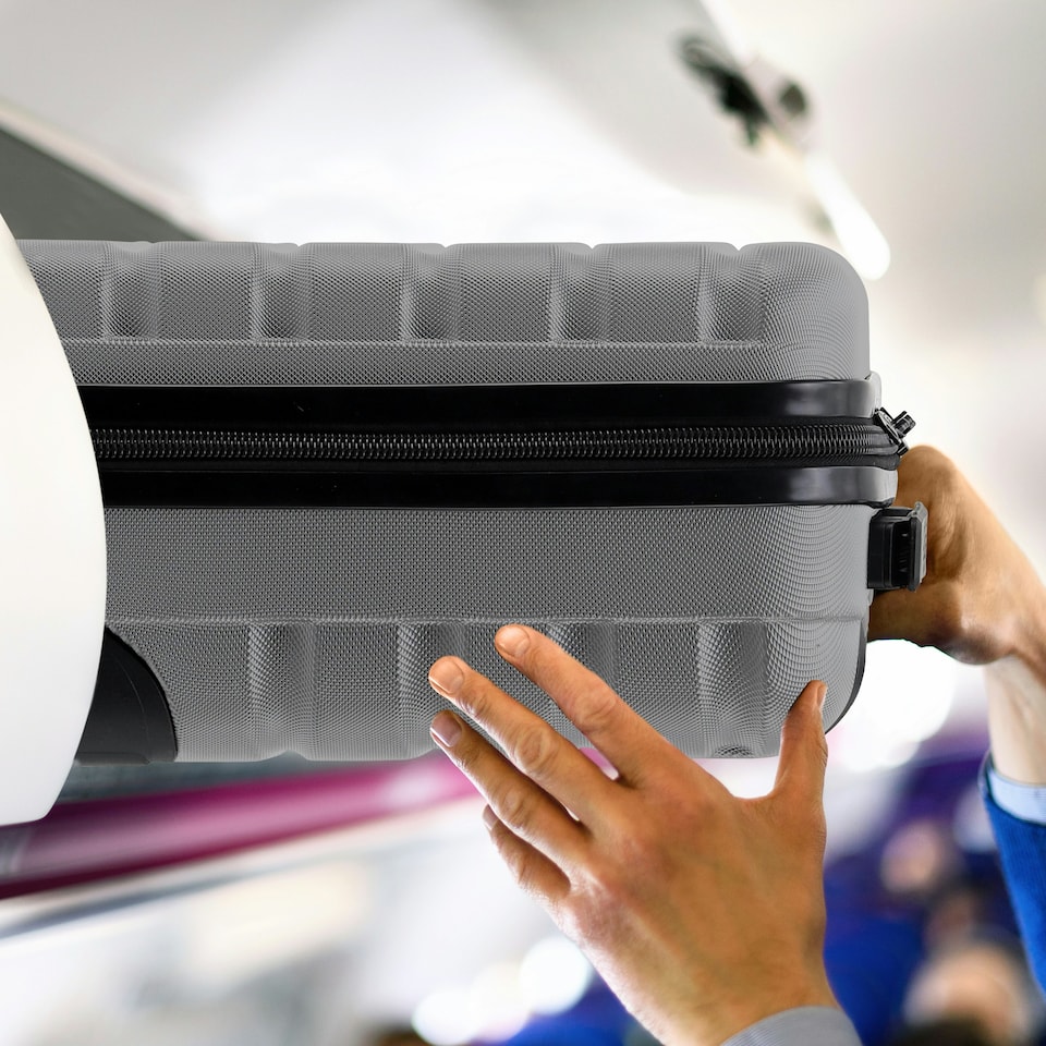 image 1 of Flight Knight Lightweight 2 Wheel ABS Hard Suitcase Cabin Hand Luggage 100+ Airlines Approved - British Airways, Ryanair & easyJet Free Carry On 40x20x25cm Grey | Charcoal | Cabin Bag