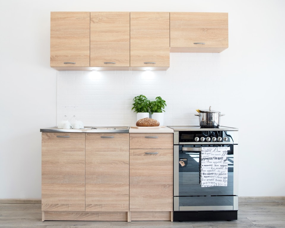 image 1 of Kitchen Cabinets Set 5 Unit Sonoma Oak Cupboard Worktop Budget Small Modern Nela