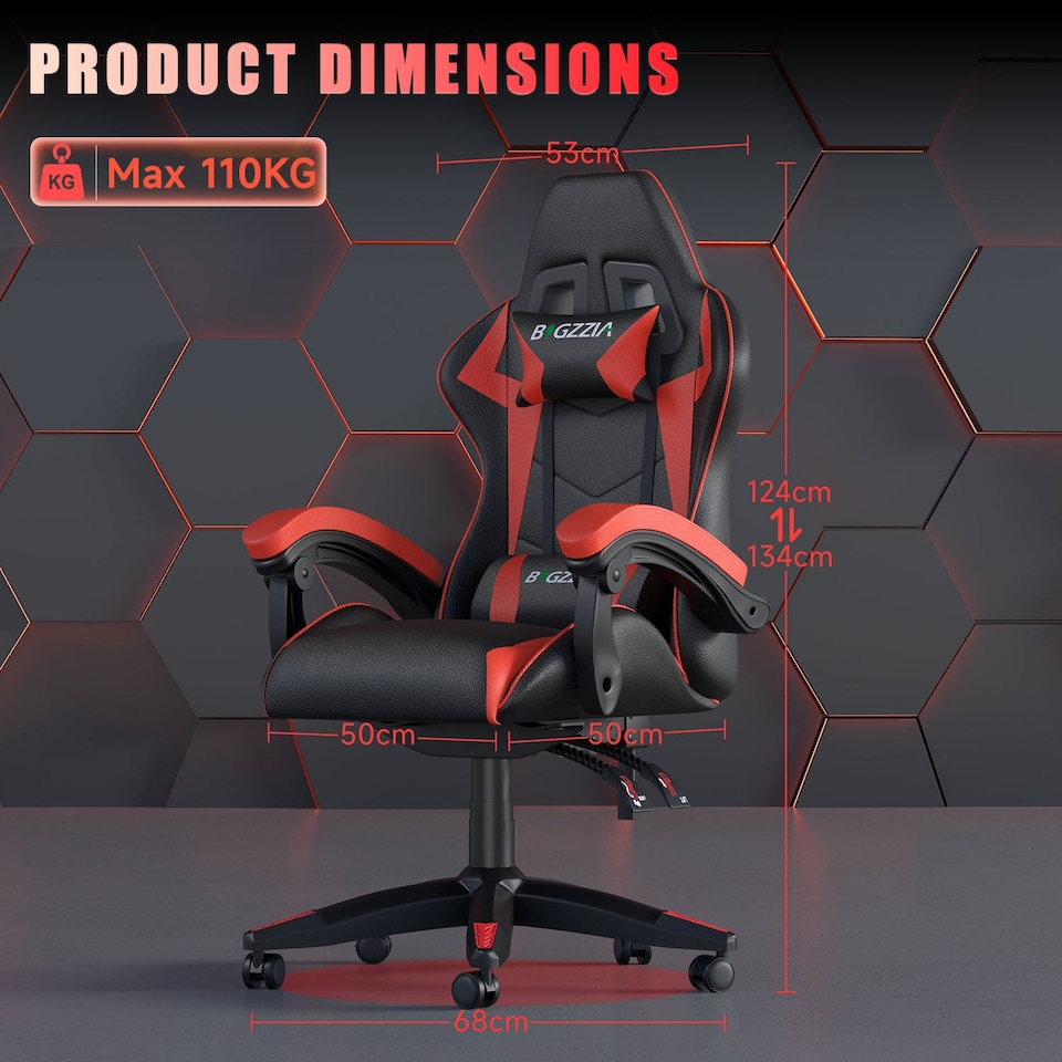 image 1 of Rattantree Reclining PU Leather Gaming Chair With Lumbar Support