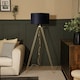 image 5 of ValueLights Aero Gold Floor Lamp Navy Velvet Shade