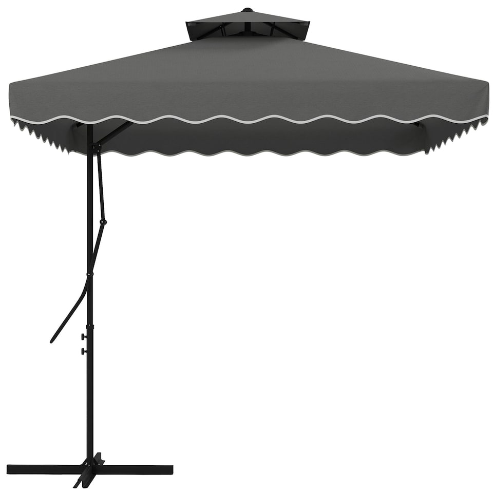 image 1 of Outsunny 2.5m Cantilever Garden Parasol Umbrella with Cross Base, Grey