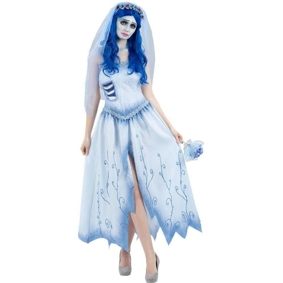 image 1 of Corpse Bride Womens/Ladies Emily Costume Set - White/Blue - M M