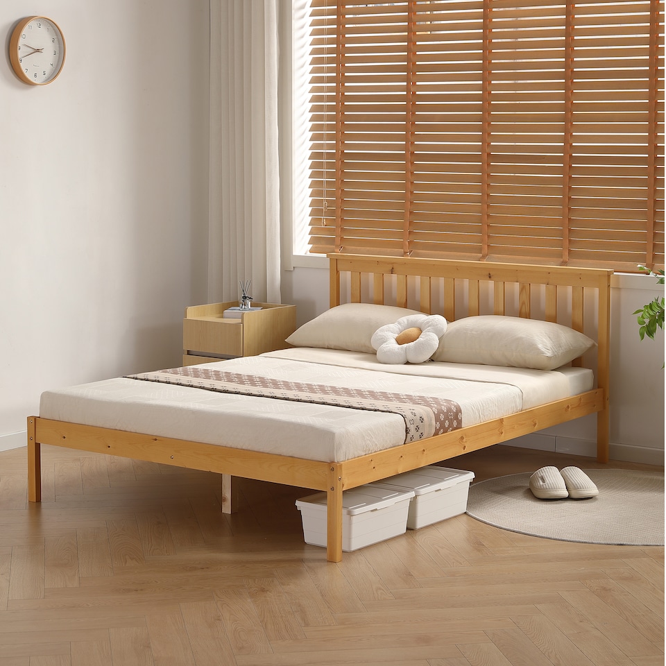 image 1 of 4ft6 Double Low Footend   Wooden Bed Frame In Pine