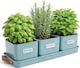 image 1 of Set of 3 Blue Indoor Herb Pots with Tray | Blue | 4