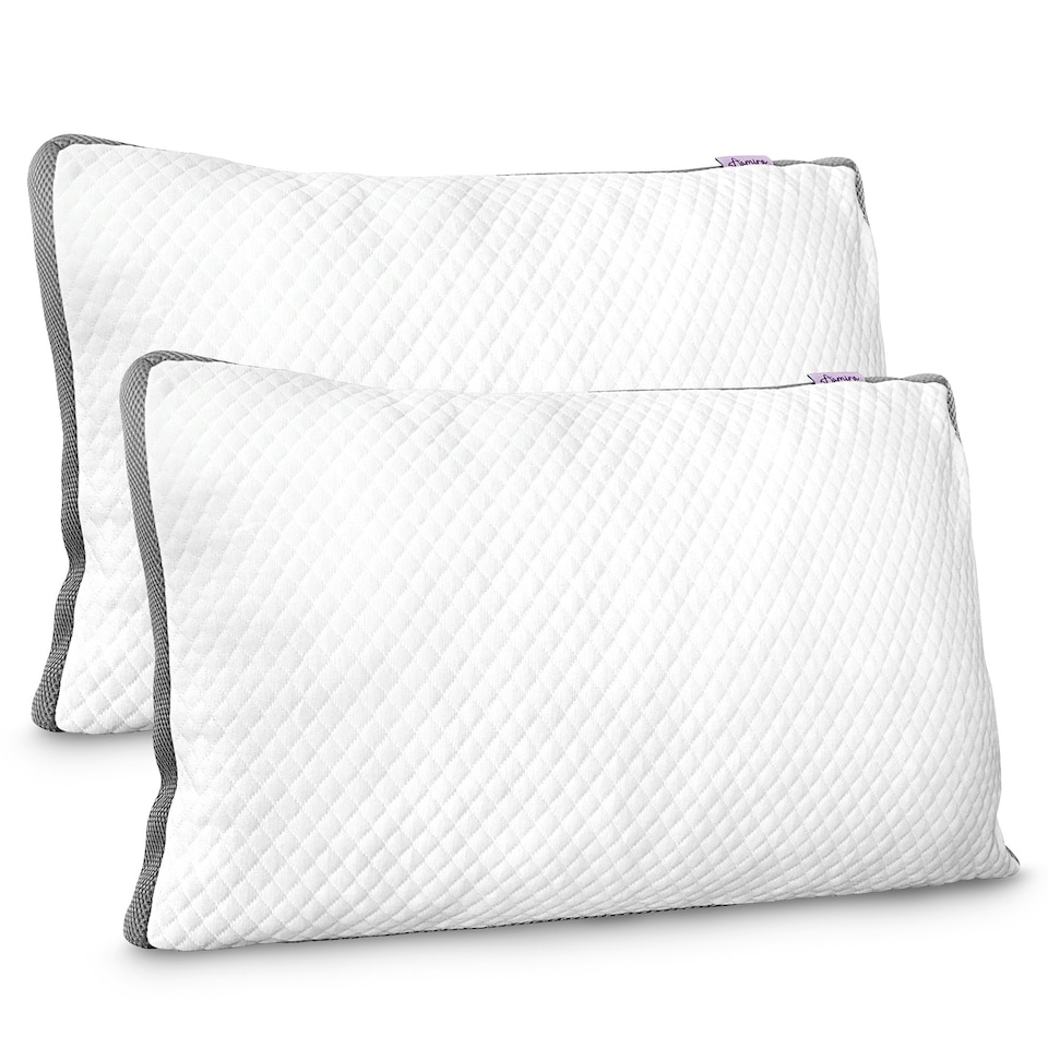 image 1 of Aamira Luxury Orthopaedic Shredded Memory Foam Bed Pillow 70x45cm 2 Pack, Neck Support | White | White | 70x45 cm | 1