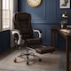 image 2 of Neo Office Chair Brown Faux Leather with Massage Function & Footrest | Brown