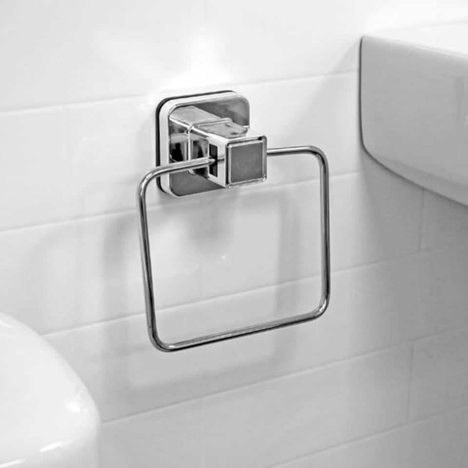 image 1 of Showerdrape Pushloc Stainless Steel Suction Wall Mounted Towel Ring | Silver | Chrome | 1