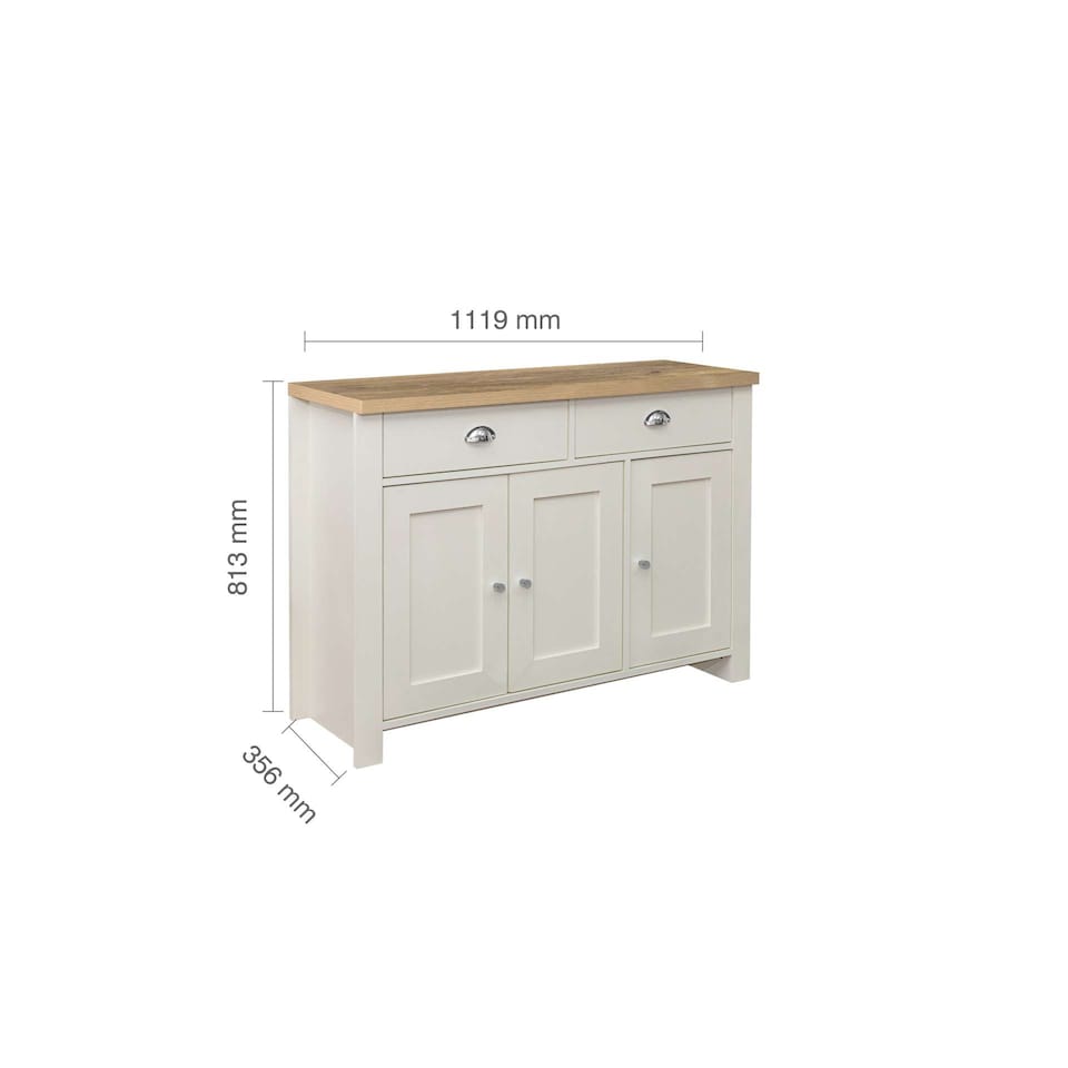 image 1 of Highgate 3 Door 2 Drawer Sideboard Cream