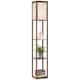 image 1 of HOMCOM Modern Floor Lamp Light with 3 Shelves Fabric Lampshade, Rustic Brown | Brown | Rustic Brown