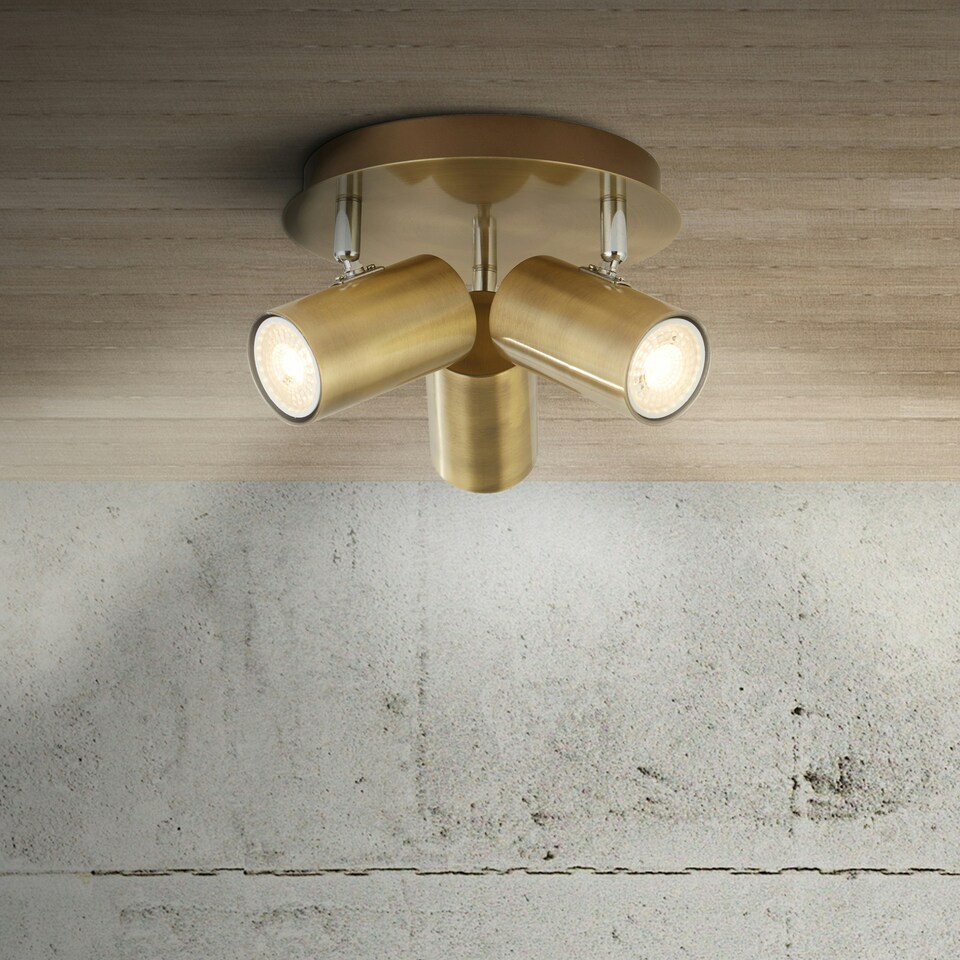 image 1 of ANTIQUE BRASS CYLINDER 3LT SPOTLIGHT