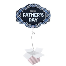 Father's Day Plaid Two-Sided Helium Foil Giant Balloon - Inflated Balloon in a Box