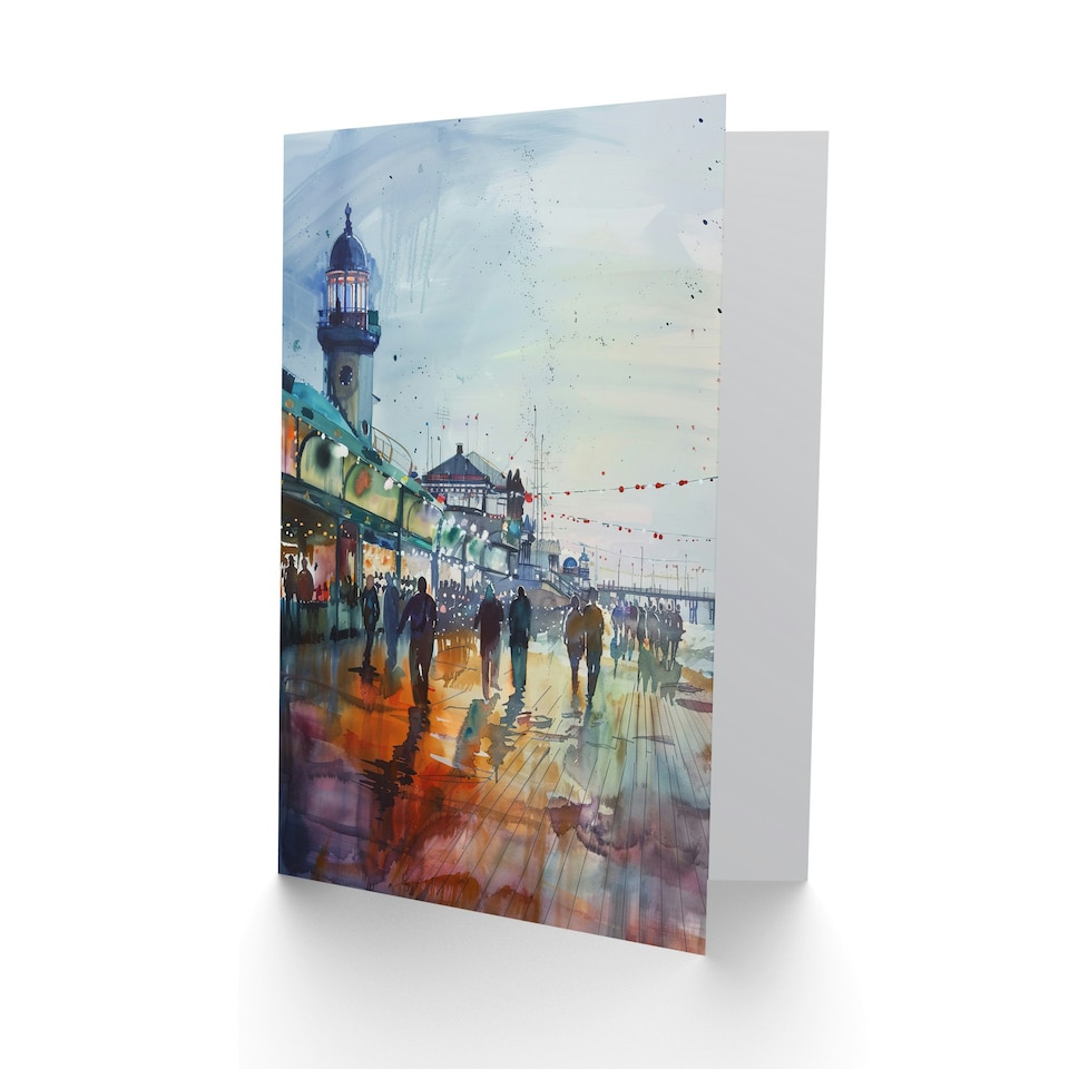 image 1 of Evening Promenade Walk Watercolour Painting Birthday Card