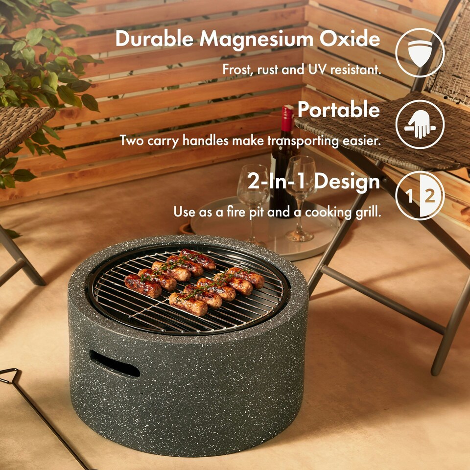 image 1 of VonHaus Fire Pit MgO Material Use Wood or Charcoal
