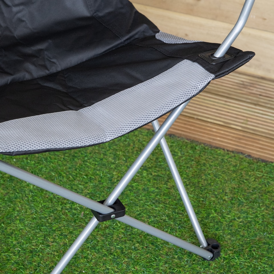 image 1 of Luxury Padded High Back Folding Outdoor, Camping, Fishing Chair in Black