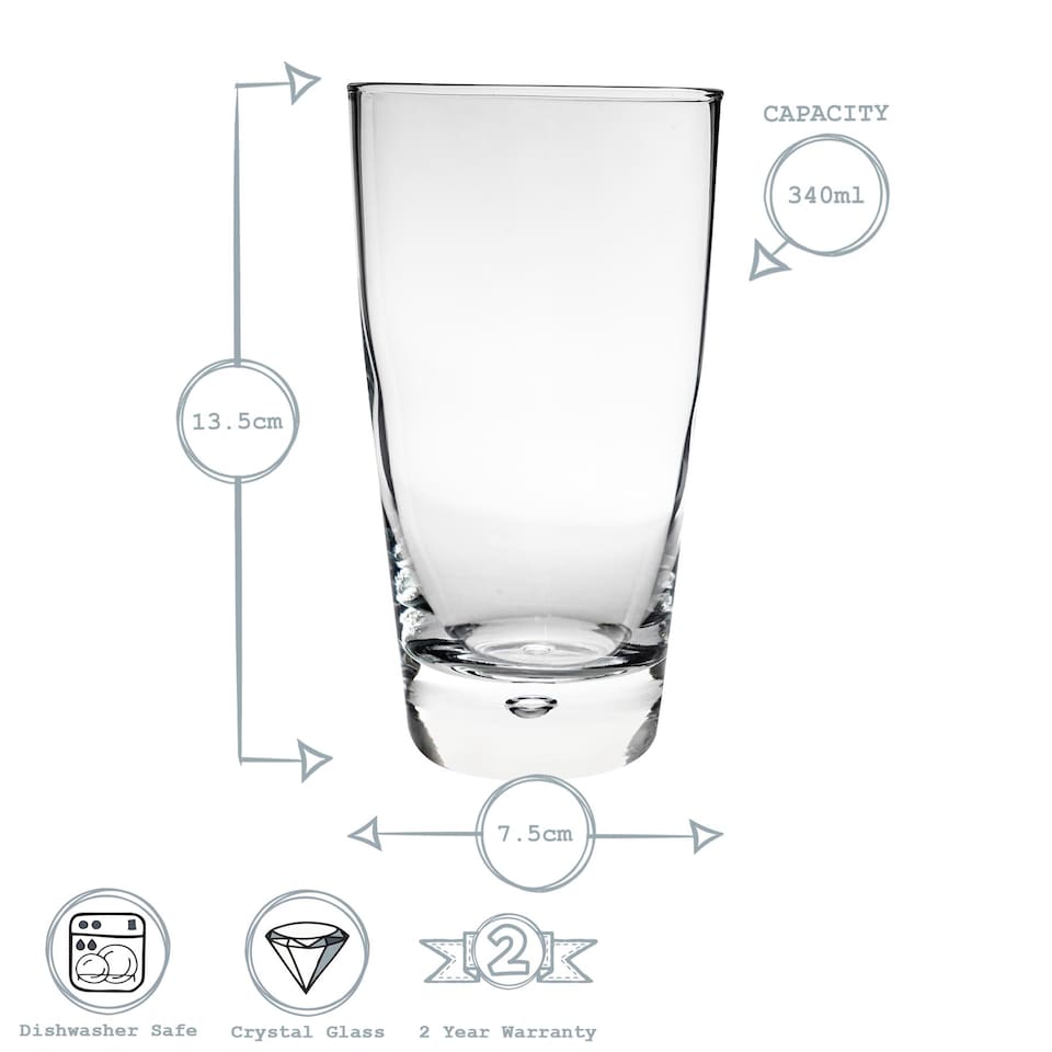 image 1 of Bormioli Rocco Luna Highball Glasses - 340ml - Pack of 4 | Clear | Clear