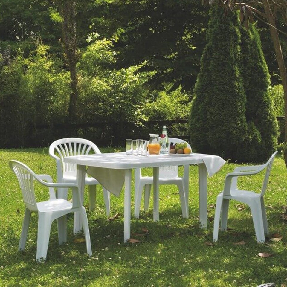 image 1 of Plastic Large Outdoor Dining Garden Table | White | 1