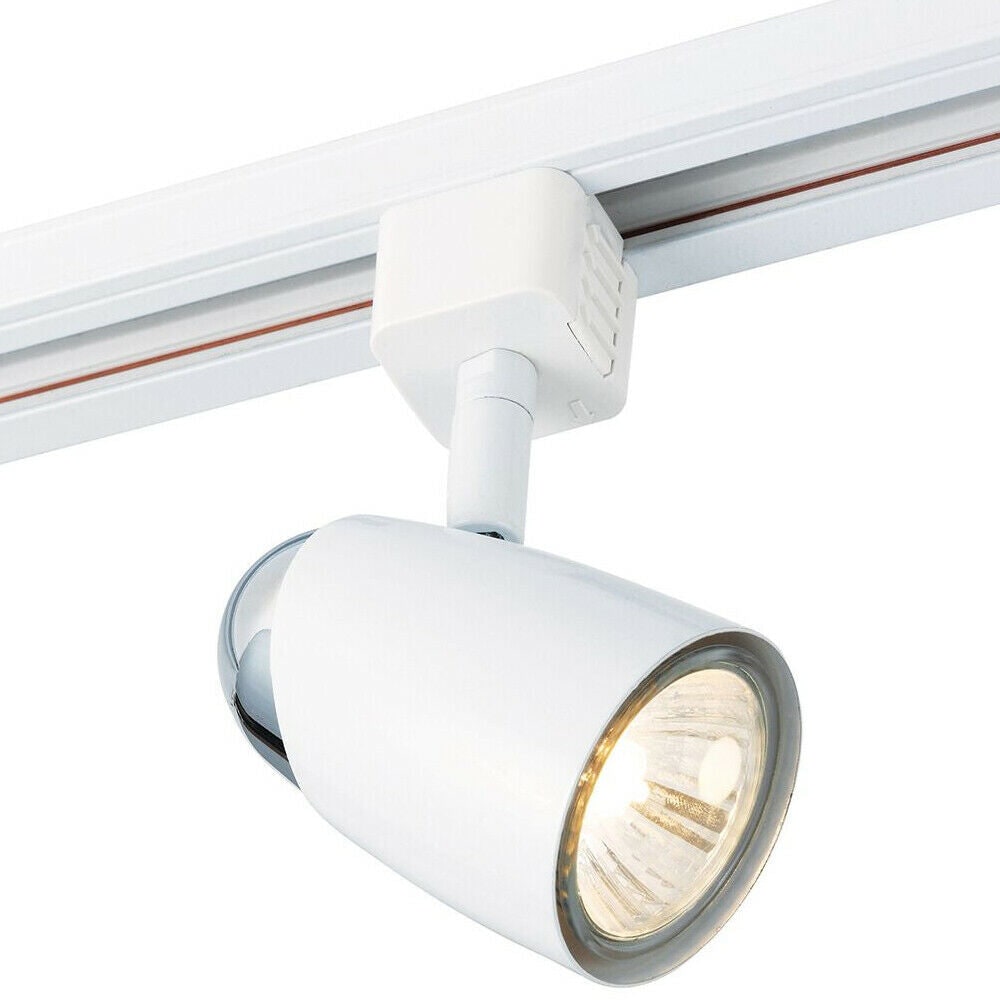 Loops Adjustable Tilt Ceiling Track Spotlight Gloss White 50W Max GU10 Lamp Downlight