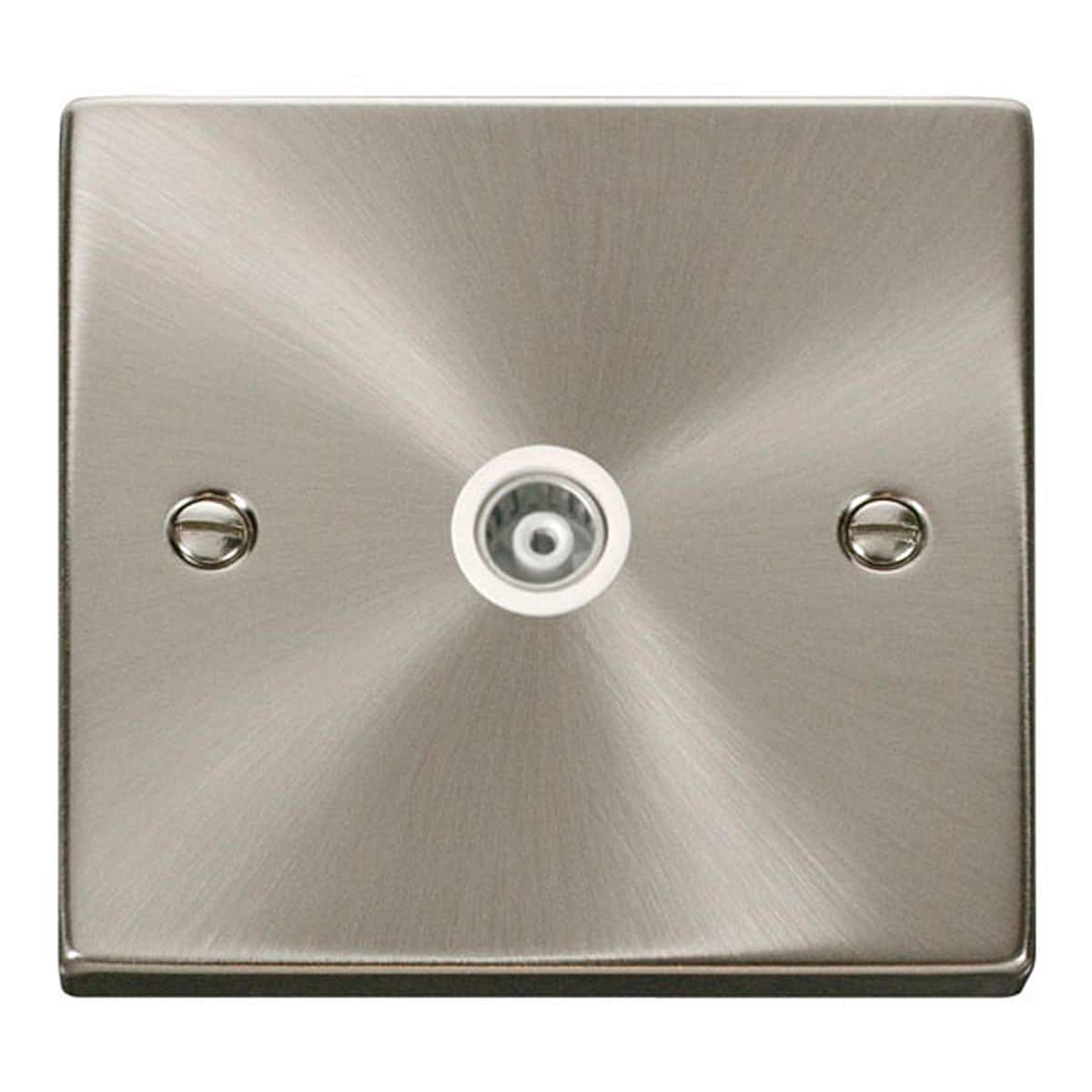 SE Home Satin / Brushed Chrome Single Isolated Coaxial Socket in Metallic Silver