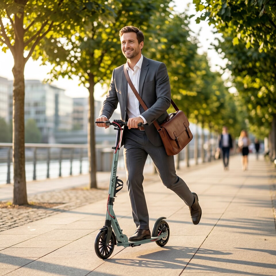 image 1 of SPORTNOW Foldable Kick Scooter with Height Adjustable Handlebar, Adult Scooters