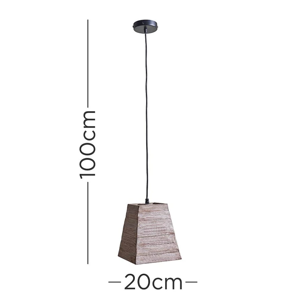 image 1 of ValueLights Bodhi Natural Wood Square Ceiling Pendant and Bulb