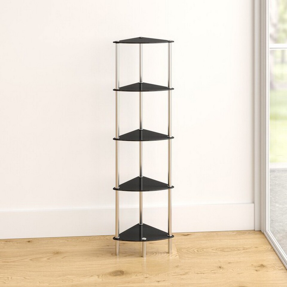 image 1 of 5-Tier Black glass corner rack-Polo 5Tier Display Glass Unit/Bathroom Rack