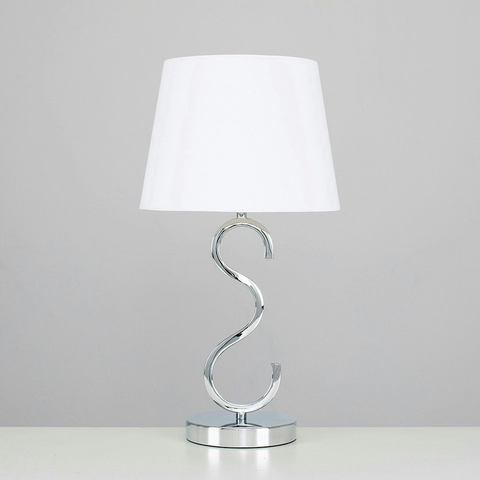 image 1 of ValueLights Modern Sleek Design Polished Chrome Touch Table Lamp With White Light Shade